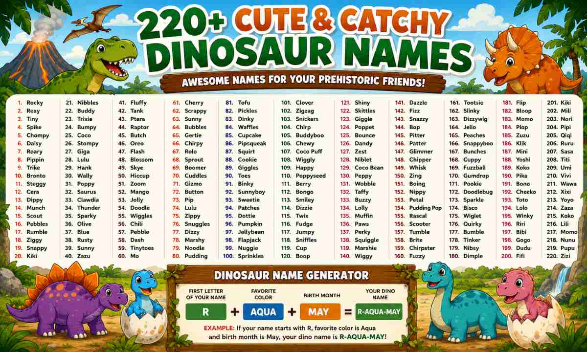 220+ Cute and Catchy Dinosaur Names With Name Generator